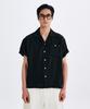 TAKEASY Linen-Like Roll-Up Half Shirt (Black)