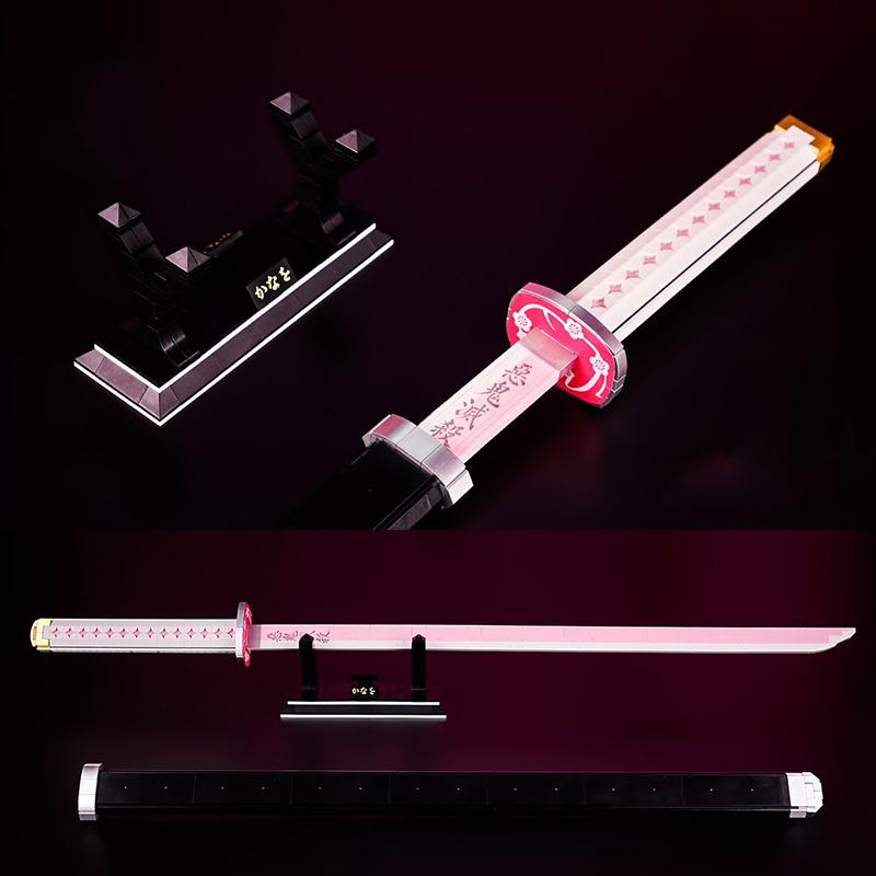 706PCS Demon Slayer Tsuyuri Kanao Sword аниме ниндзя строительные блоки нож оружие игрушка катана модель сборные кирпичи подарки для детей