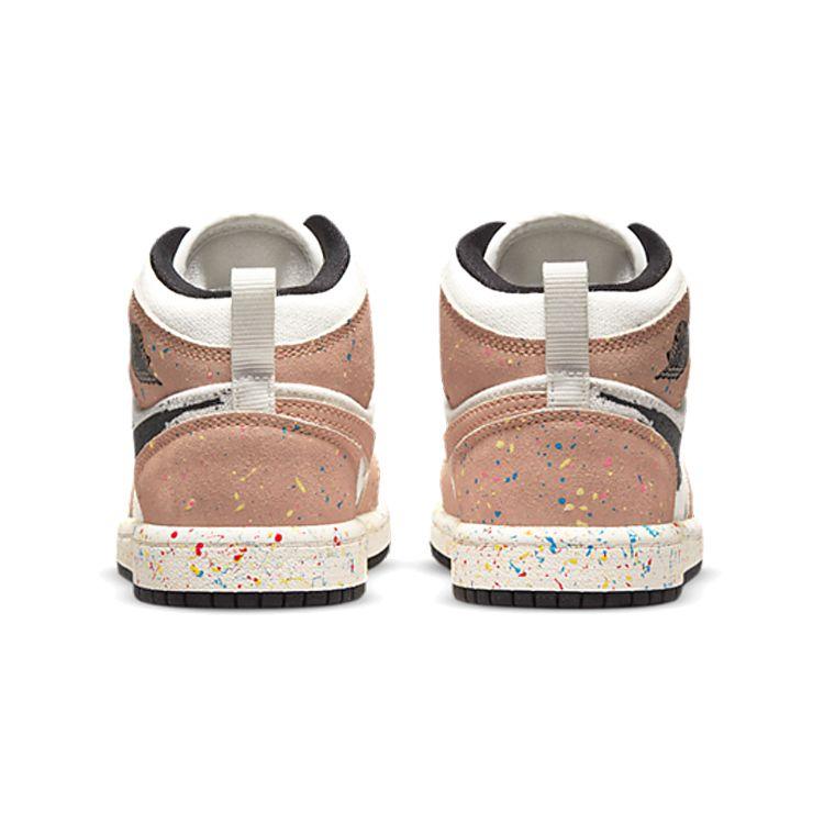 Air Jordan 1 Mid SE PS Brushstroke Paint Splatter Kids Sneakers White Sail Cider DA8007-100