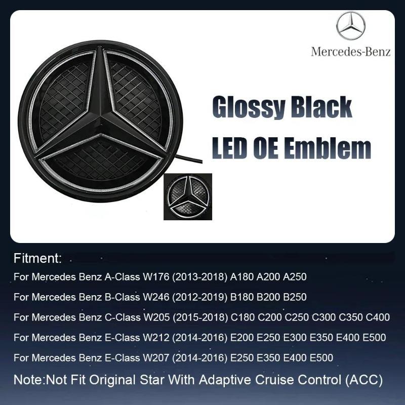 Для Mercedes Benz W176 W246 W205 W212 W207 W217 W251 W166 Серебристо-Черная Эмблема Передняя Решетка Подсвечиваемый Логотип Звезда Значок