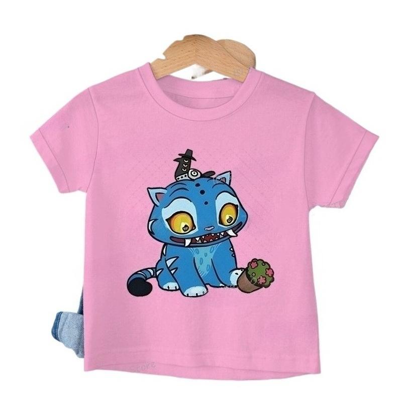 Дерзкий Тигр Kpop Охотники на Демонов Футболка для Детей 2025 Горячий Принт из Фильма Мягкая Футболка для Маленькой Девочки Мальчика Милая Мультяшная Одежда с Тигром