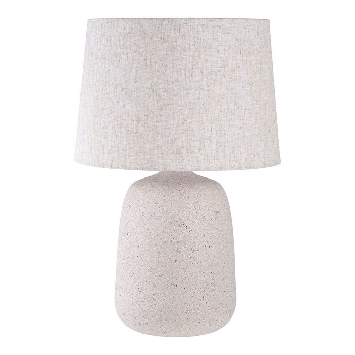 Lampe de table - EBUY24 - Moderne - Céramique beige - Abat-jour en tissu - 150 cm câble