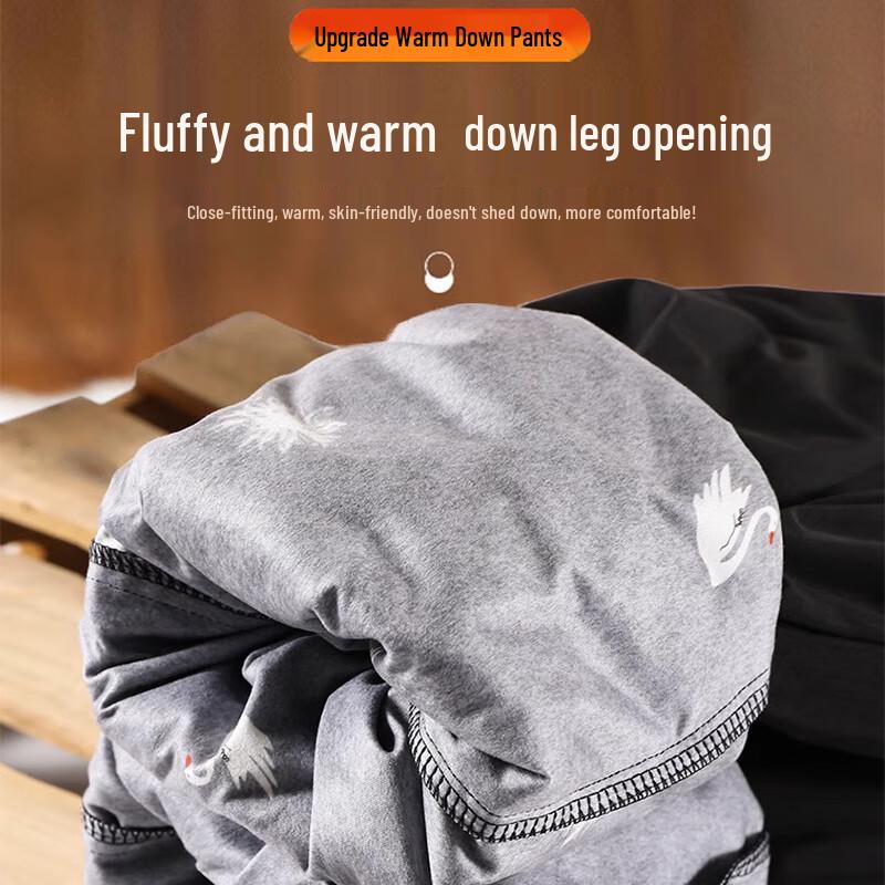 Langsaha Men's Winter Cuffed White Duck Down Thermal Pants