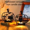 Halloween Metal Tealight Holders Hollowed Ghostly Bat Cats Iron Candle Stand Candlestick for Home Centerpieces Decors