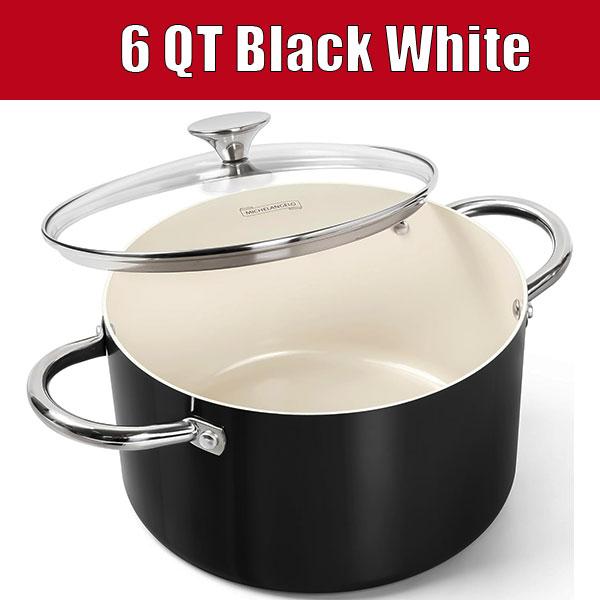 6 QT Large Soup Cooking Pot Stew Pot with Lid Ceramic Coating Nonstick Stock Pot Pasta Pot Casserole Pot Induction Compatible