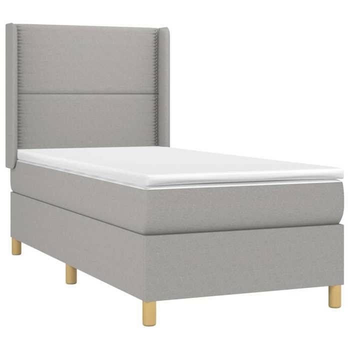 Maison Exclusive - Sommier à lattes de lit avec matelas Gris clair 100x200cm Tissu