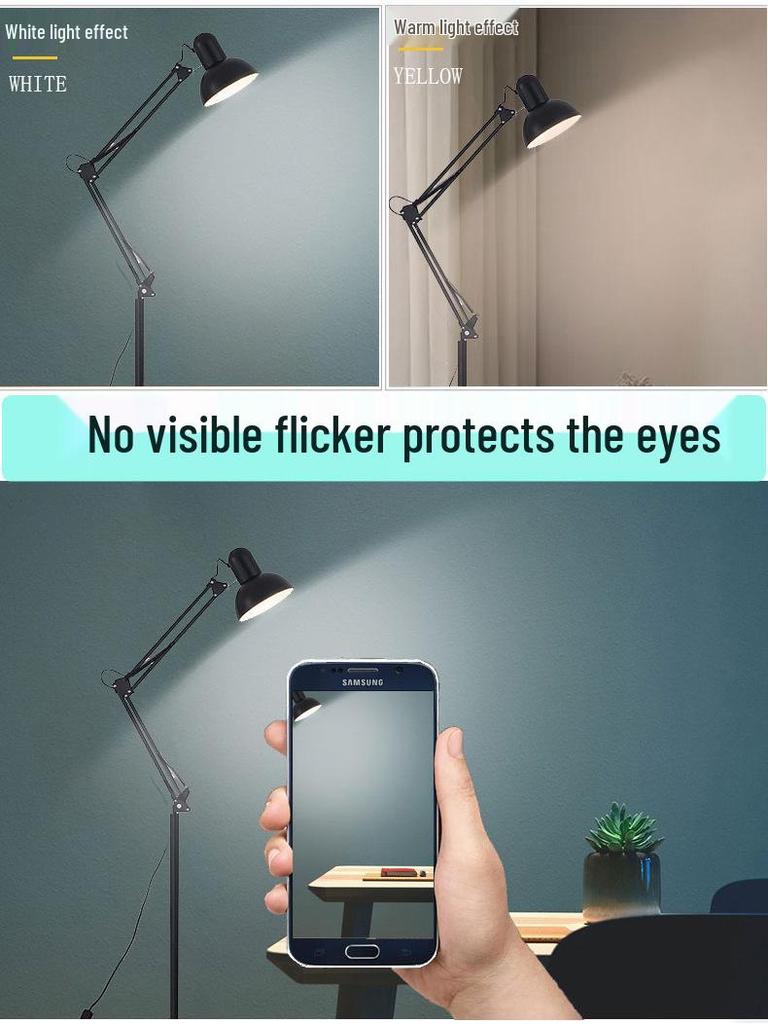 Nordic LED Floor Lamp: Minimalist Long-Arm Design with Remote Control for Living Room, Bedroom, or Study