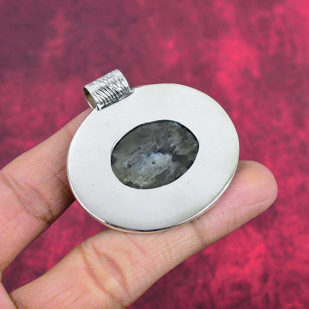 Подвеска из ларвикита, подвеска из стерлингового серебра 925 пробы, ювелирные изделия из драгоценных камней, подвеска ручной работы, удивительные украшения, подарок для нее