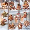 24pcs Handmade Wooden Christmas Ornament Set with Gingerbread and Santa Claus Patterns, Suitable for Holiday Gift Box