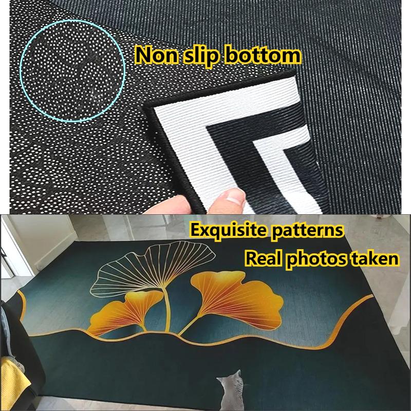 3D Видение Цветок Растение Ковер Гостиная Черно-Золотой Дизайн Диван Ковры Большой Площади 200x300 Роскошная Спальня Нескользящий Коврик для Пола