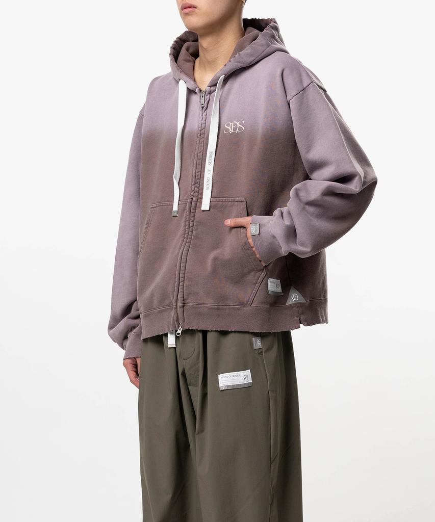Sound Of Sunrise Sun Faded Like Zip-Up Hoodie Burgundy