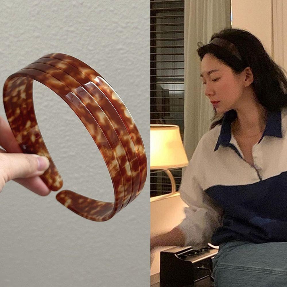 Plastic Wide Tortoise Shell Headband No Headache Leopard Hair Band for Women's Hair