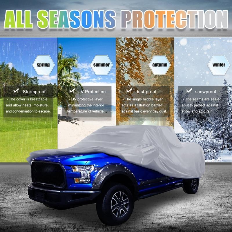 Motoforti Pickup Truck Cover for Ford F150 Crew Cab Pickup 4 Door 6.5 Feet Bed 2004- Sun Rain Dust Wind Protection