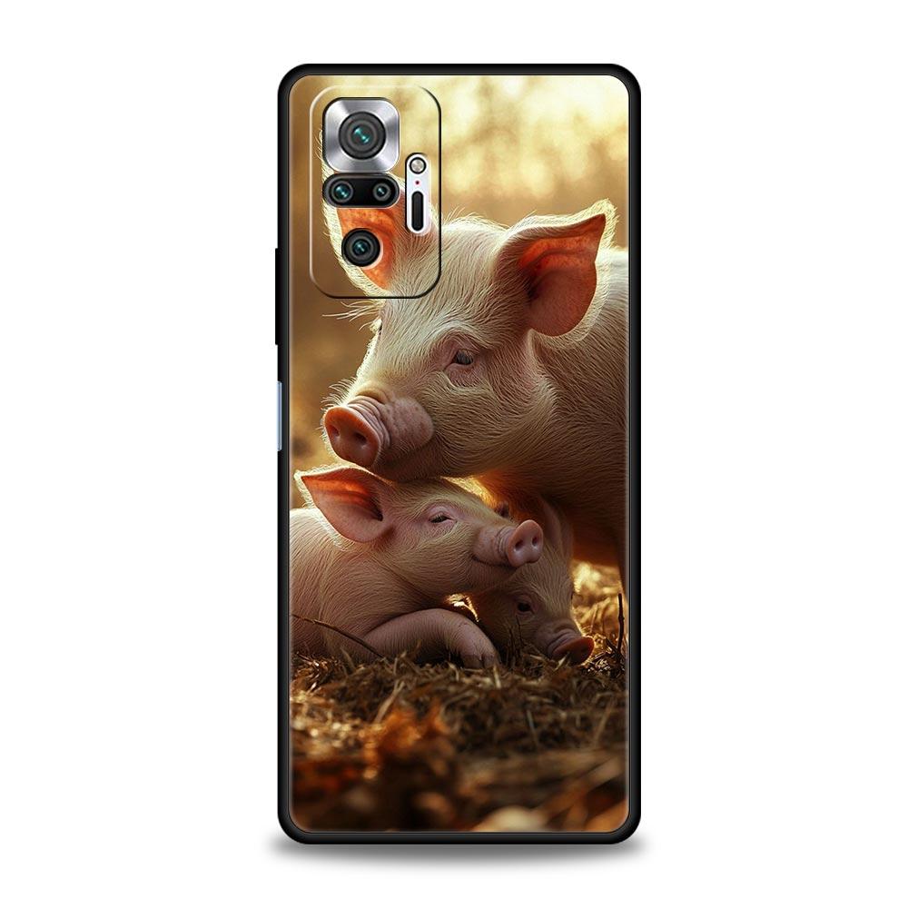 Милый Чехол-Крышка для Телефона в Виде Свиньи для Redmi 14C 10C Note 15 14 13 12 10 11 K40 Pro Plus 5G Мягкий ТПУ Корпус Ударопрочный Fundas Capas Сумки