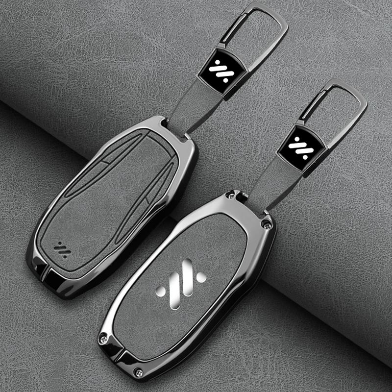 DCT4 Zinc Alloy Leather Key Case For IM LS6 MAX LS7 PRO L7 Dynamic Car Remote Protection Cover Bag Shell Keychain Accessories