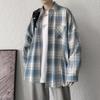 Hong Kong Style Retro Plaid Shirt Men's Loose Long Sleeve Korean Style Trendy Ruffle Handsome Thin Coat All-Matching Japanese Style Shirt