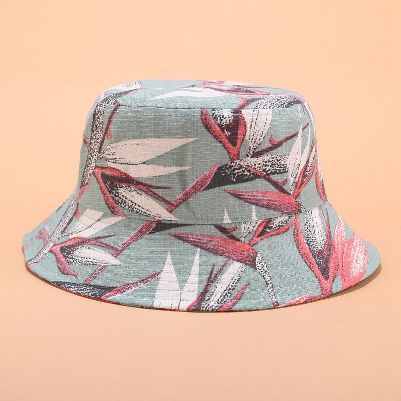 New flower bucket hat women's D printing pot hat summer outdoor flat top versatile sun hat sun protection hat