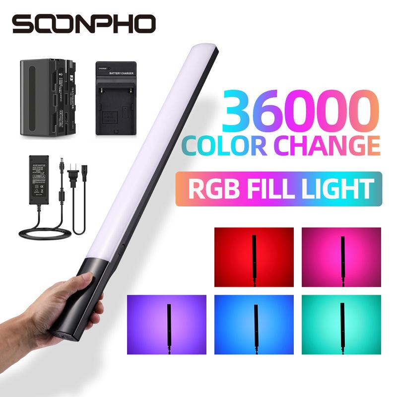 SOONPHO P20 Ручной светодиодный светильник RGB 2500K-8500K для видеосъемки, красочный светильник для ледяной палочки с батареей типа C для фотосъемки YouTube