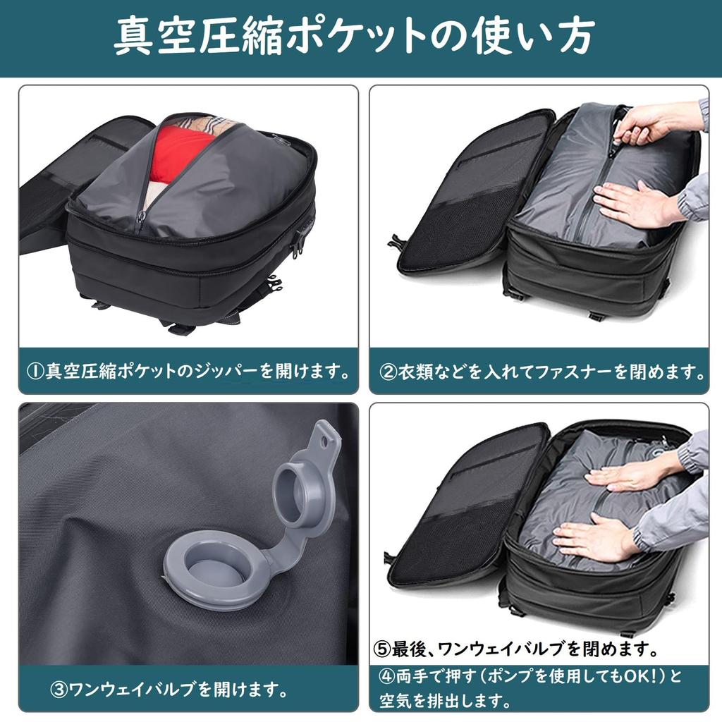 Vacuum Compression Backpack with Electric Air Fits 50L Large with Multifunctional Compression 16 for and Business Trips Backpack [lovvento] Men's