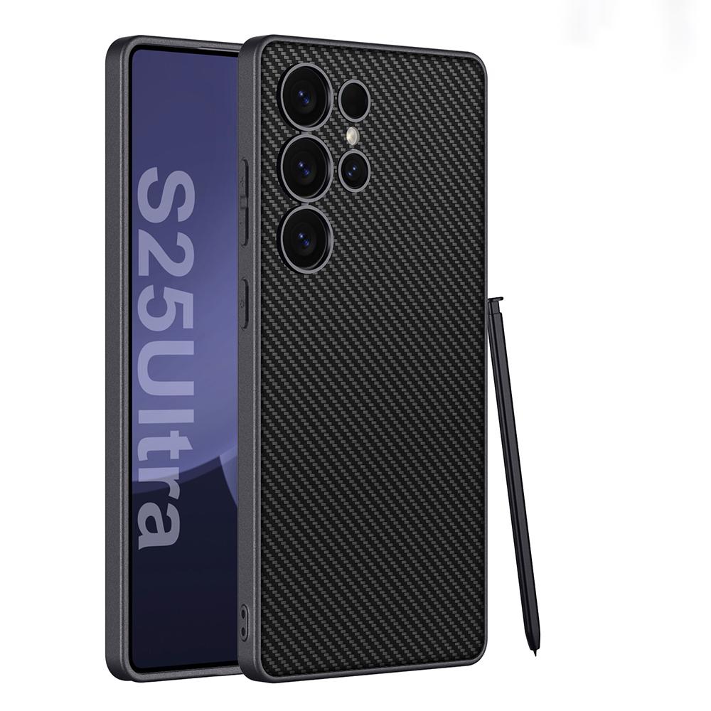 Чехол для телефона S24Ultra из металлической лакированной кожи для Samsung Galaxy S23 S24 S25, ультратвердый чехол из ПК, роскошный защитный чехол