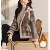 Winter Plus Velvet Thickened Houndstooth Jacket Women's Cotton Coat Short Autumn and Winter Plus Size Cardigan Top