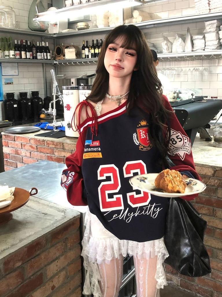 Женская асимметричная толстовка с длинным рукавом, свободный крой, повседневная уличная одежда, пуловер с цветовыми блоками