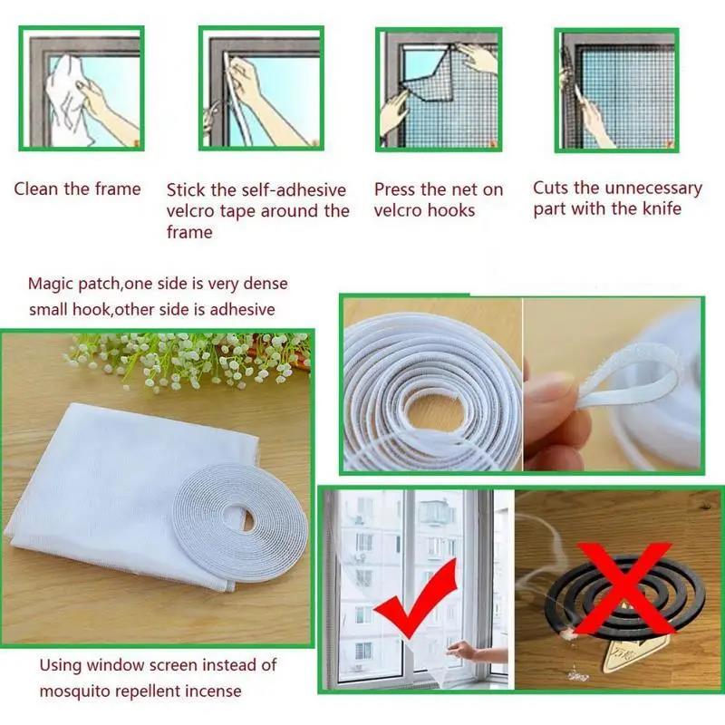 New Self-Adhesive Mosquito Window Screen Net - Easy Install Indoor Bug Mesh With Tape For Home Protection 