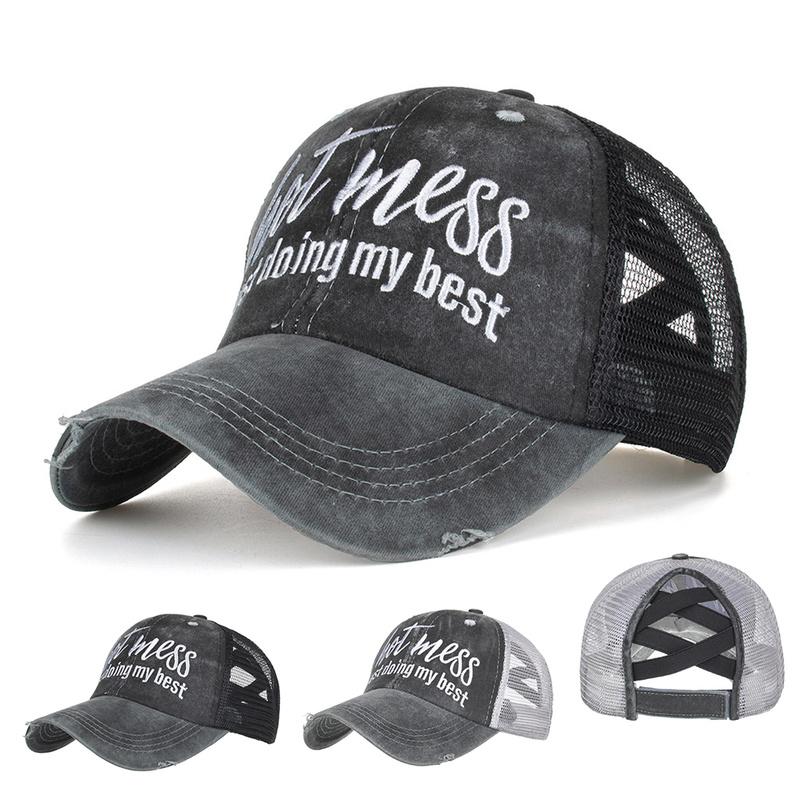 Мужская Женская Хлопковая Бейсболка Сетчатая Дышащая Вышивка Индивидуальность Регулируемая Шляпа