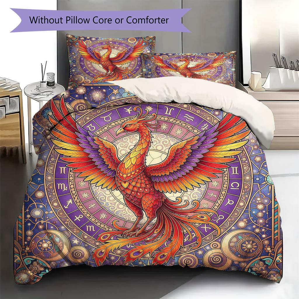 SparklingPlanetBirds Pattern Bedding Quilt Set Quilt Cover Pillowcase Home Decoration Birthday Gift (1 * duvet cover + 2 * pillowcase, without core)