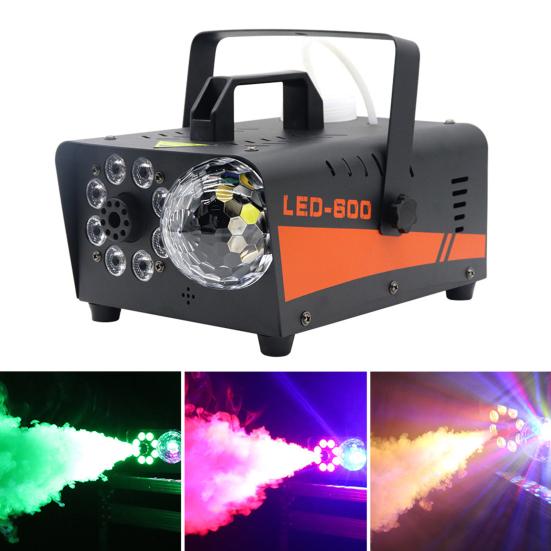 600 Вт сценический дым-генератор с беспроводным пультом дистанционного управления, 8 цветов светодиодов RGB, дым-генератор для вечеринок с подсветкой в виде дискотечного шара
