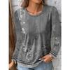 Spring and Autumn Round Neck 3D Floral and Paisley Printed Top Fashionable Casual Long Sleeved Women's T-shirts