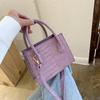 Small Square Bag, Fashion, New, Quality, PU Leather, Women Handbag, Crocodile Pattern, Shoulder, Messenger Bags