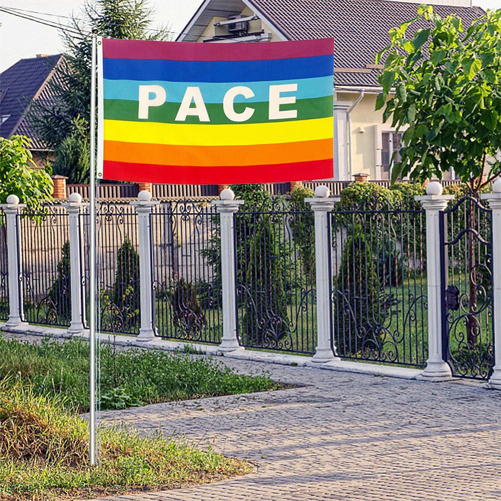 Colorful Peace Flag Polyester Pacifist Flag 90 X 145 Cm Peace Banner Flags for Garden Balcony