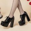 Women's Black Block High Heels Pumps Shoes Platform Sexy 2025 Sping Super Gothic Heeled Dance Party Stripper Shoes Ladies