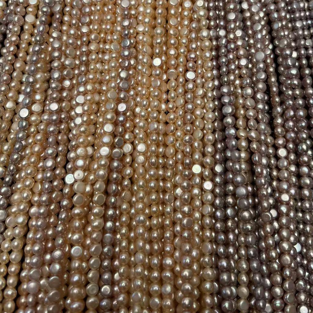 1 нить, фиолетовые, белые, розовые бусины из натурального перламутра, бохо, ручная работа, двусторонние, 4-5 мм, для изготовления украшений своими руками, бисероплетение, 36 см