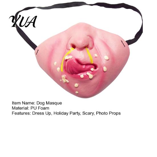 Funny Animal Masque Dog Masque, PU Foam Scary Pet Face Costume, Realistic Mouth Creative Photography Props with Elastic Band for Dress Up, Holiday