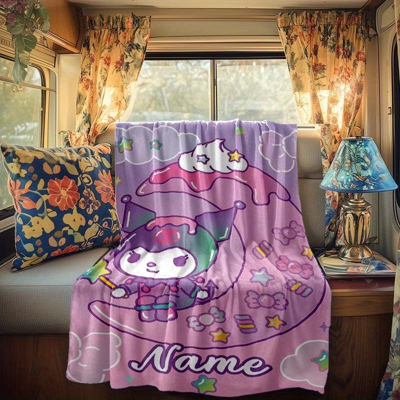 Kuromi On The Moon Rv Customize Your Name Blanket Is Suitable For Rv Camping Traveling Rv Home Soft And Warm Rv Interior Blanket Suitable For Gifts To
