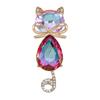 Cute Bowknot Cat Shape Brooch Shining Faux Crystal Inlaid Pin Suit Lapel Badge Jewelry Gift Coat Accessories