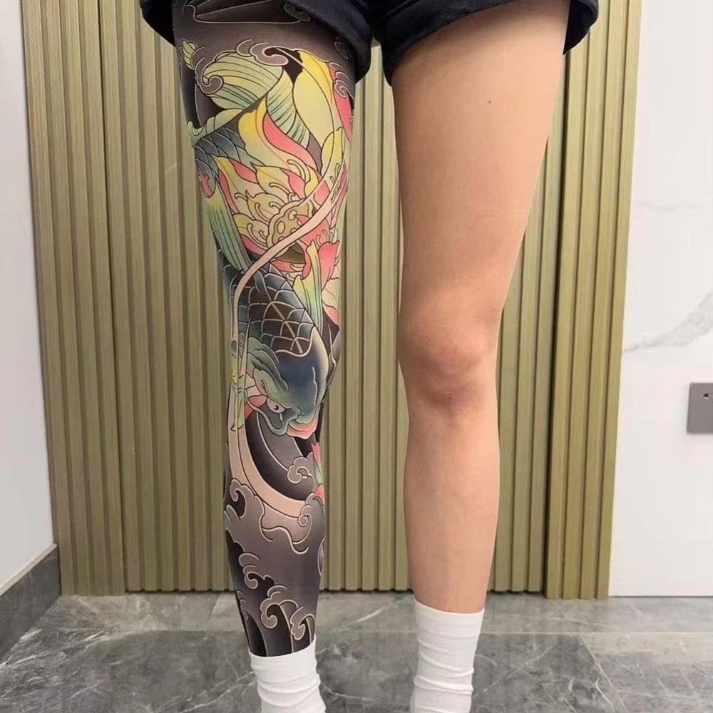 New Full Leg Fake Socks Printed Tights Cycling Fishing Elastic Socks Japanese Cool Personalized Driving Sexy Stockings Unisex