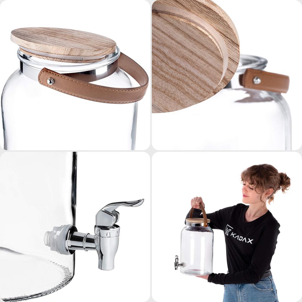 KADAX Glass Jar with Tap Lid and Handle, 5.6 Liters