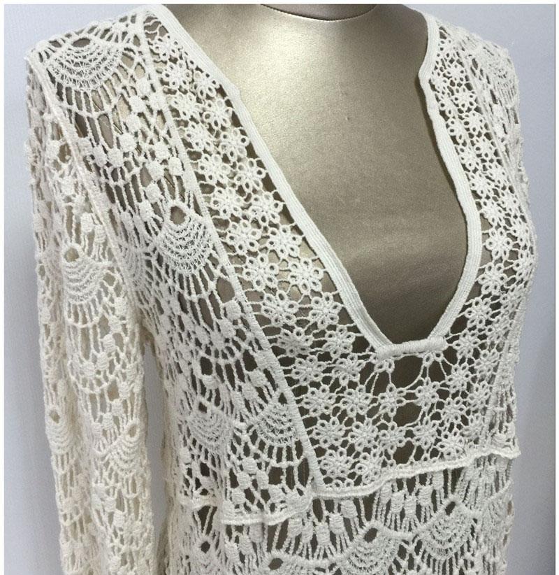 Сексуальная пляжная накидка крючком, белый купальник, платье, женский купальный костюм, пляжная туника