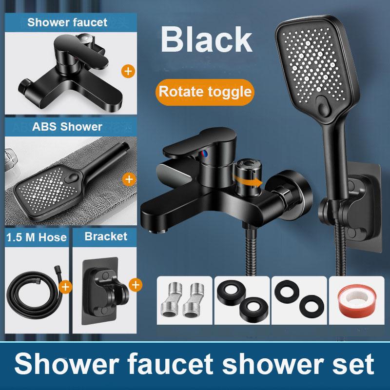 Черный Смеситель для Душа в Ванной Латунный Смеситель Горячей и Холодной Воды Аксессуары для Ванной Смесительный Клапан Набор Смесителей для Ванны и Душа