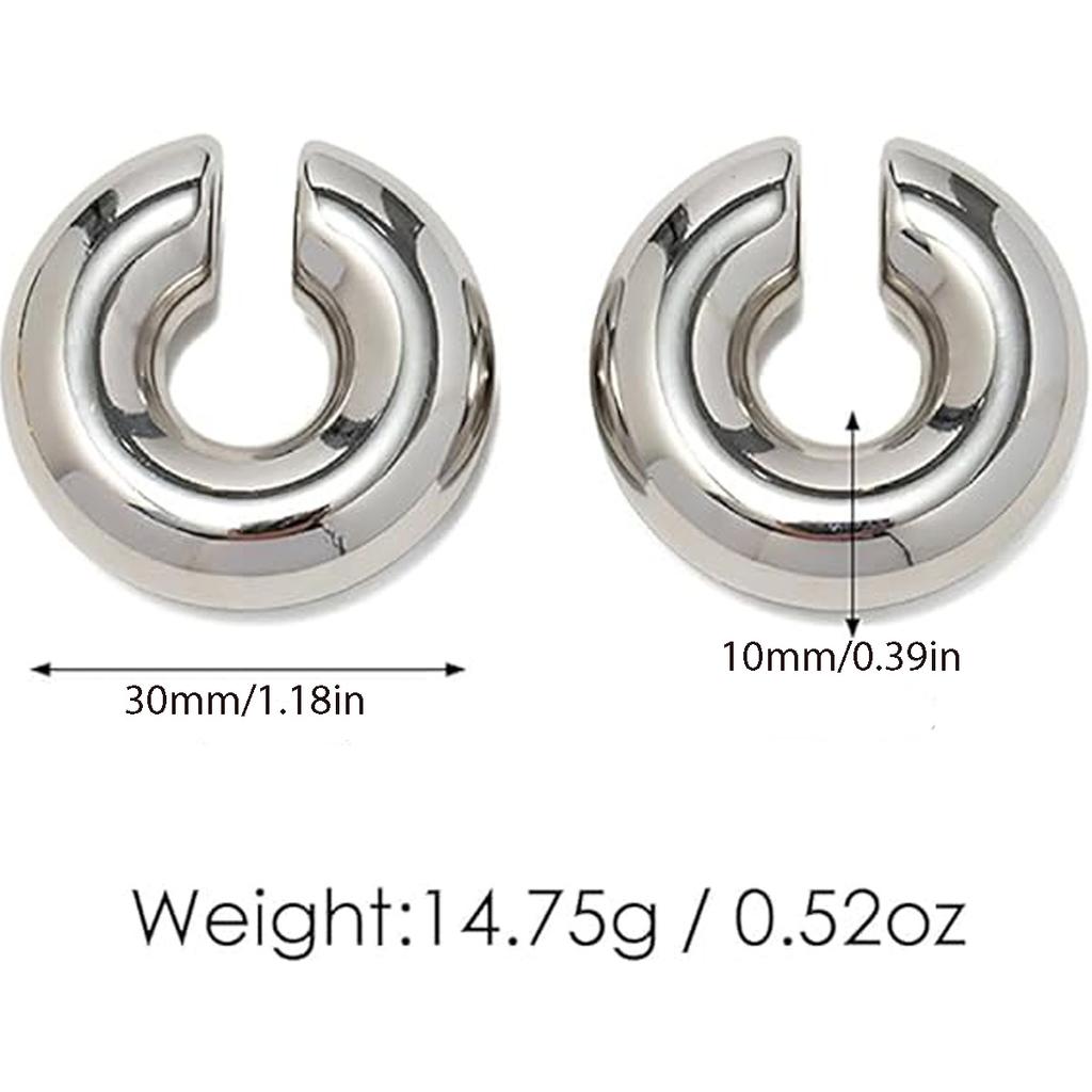 Преувеличенные широкие серьги-каффы в форме буквы С без проколов, золотые гладкие ювелирные изделия, подарок девушке на свадьбу