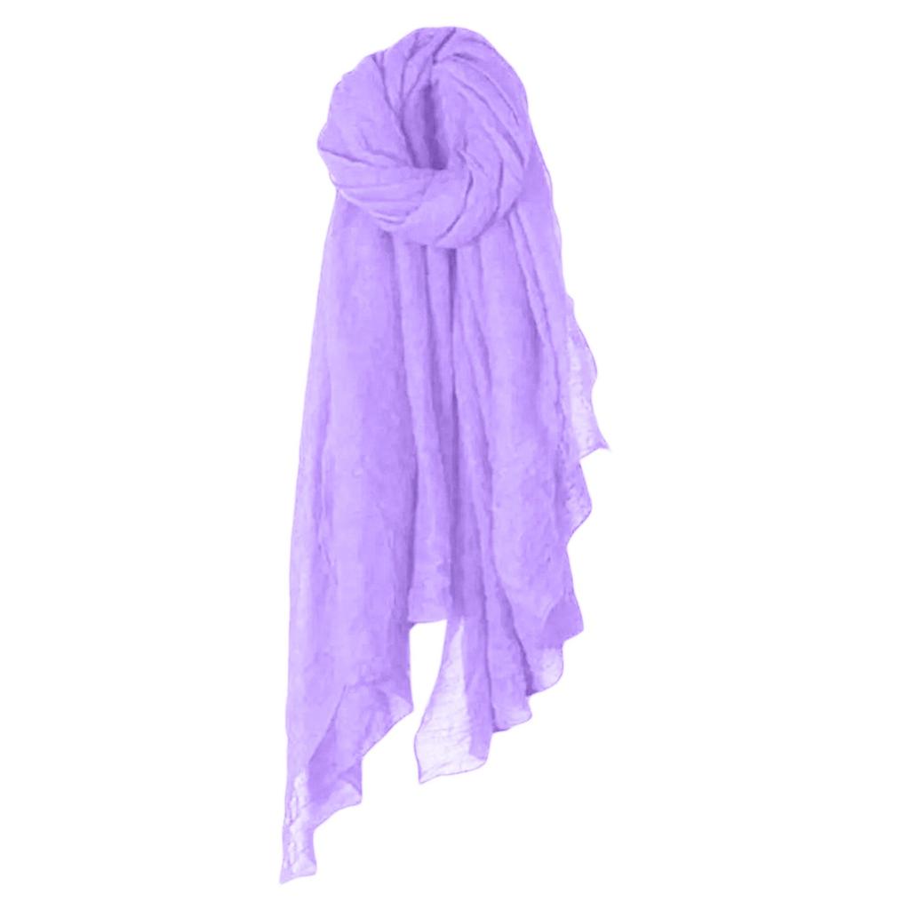 Cotton And Linen Scarf, Women's Spring And Summer, New Ethnic , Solid Color Shawl, Candy Color, Pleated  Scarf, Hijab Silk Scarf