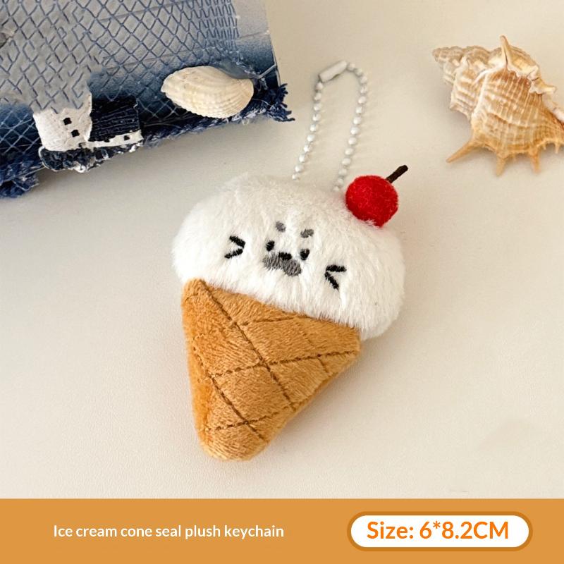 Seal Plush Pendant Stuffed Animal Keychain Cartoon Racket Seal Creative Ornament for Handbag Backpack Charm