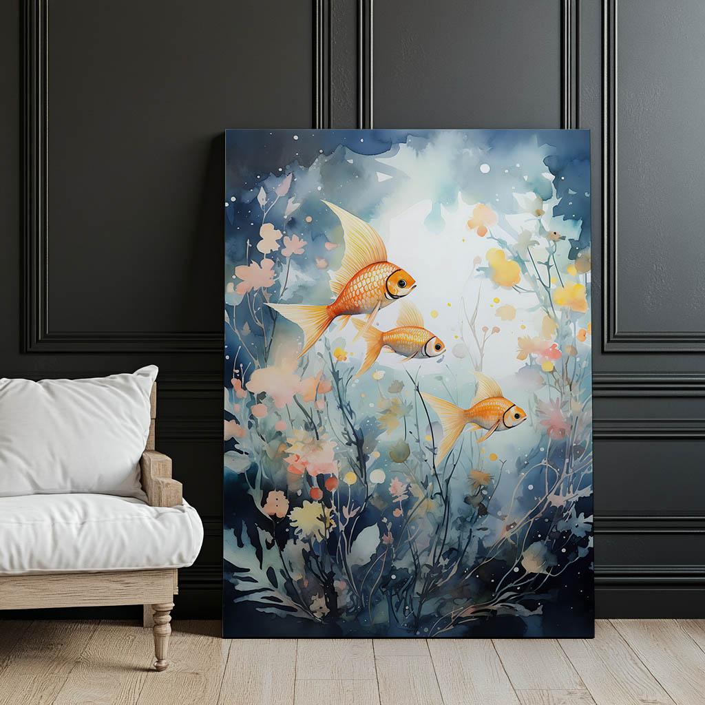 Świat Podwodnej Delikatności Świat Podwodnej Delikatności, 50X70 Cm, Rama Aluminiowa Złota, Papier Matowy 230 Gsm