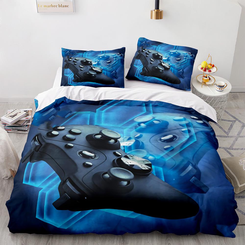 Game Handle King Queen Duvet Cover Kids Teens Boys Gamer Bedding Set Pillowcase Cartoon Psychedelic 2/3pcs Polyester Quilt Cover
