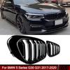 Car Front Bumper Racing Grille For BMW 5 Series G30 G31 520i 530i 540i M5 2017- Double Slat Kidney Grill Glossy Black Grille