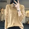 Women's Fashion Casual Solid Color Print Autumn Winter Long Sleeve POLO Neck Loose Sweaters