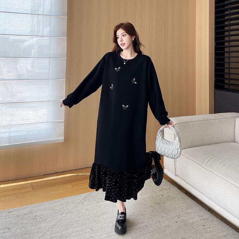 Dimanaf 2025 Women Pluls Size Cotton Long Sleeve Autumn Casual Tops Tees Stripe Shirt Solid New T-Shirt Loose Pullover